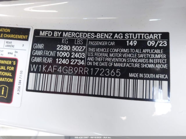 W1KAF4GB9RR172365 Mercedes-Benz m254