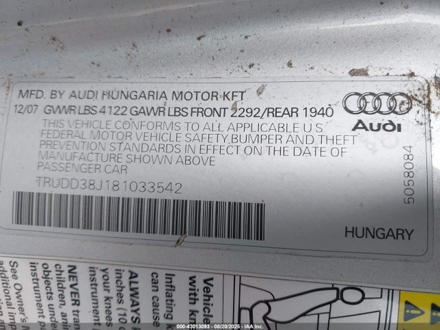 2008 AUDI TT TRUDD38J181033542 Photo 8