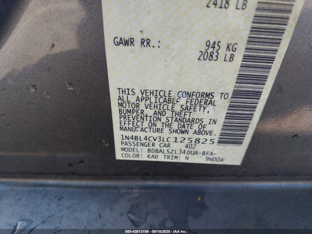 Nissan 2020 2020 1N4BL4CV3LC125825 Image 9