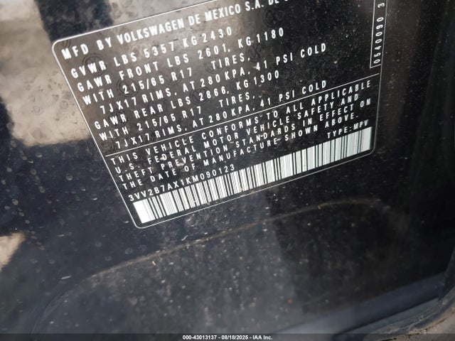 3VV2B7AX1KM090123 Volkswagen Tiguan