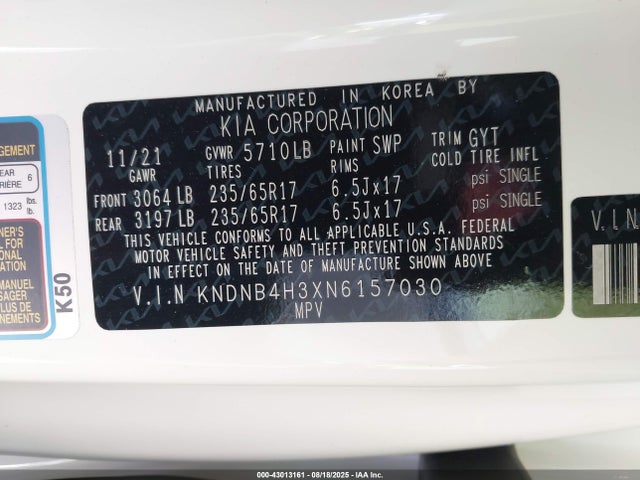 KIA gdi lamda iii 2022 KNDNB4H3XN6157030 Image 9