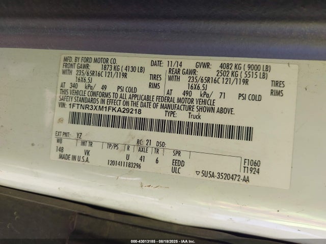 1FTNR3XM1FKA29218 Ford 2015