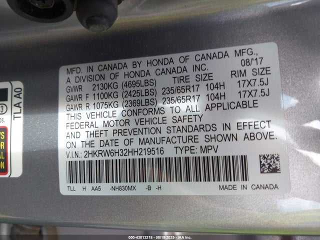 2HKRW6H32HH219516 Honda k24w9/k24v9