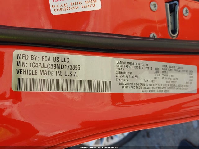 1C4PJLCB9MD173895 Jeep Cherokee