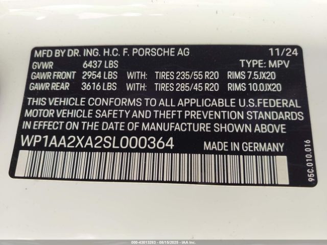 2025 PORSCHE MACAN ELECTRIC WP1AA2XA2SL000364 Photo 8