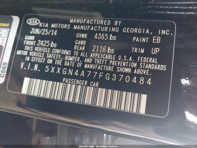 5XXGN4A77FG370484 KIA dohc gdi theta ii
