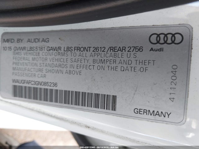2016 AUDI A6 WAUGFAFC3GN085236 Photo 8