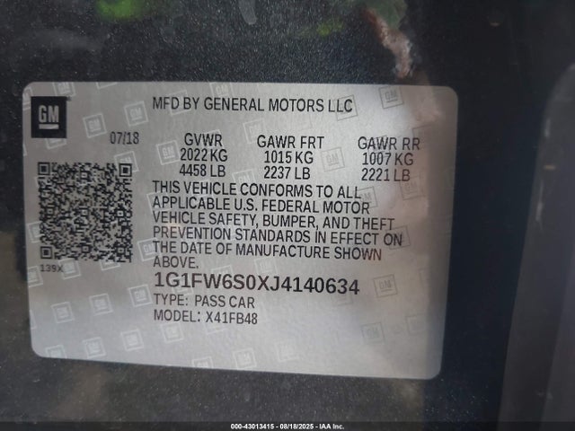 1G1FW6S0XJ4140634 Chevrolet BOLT EV