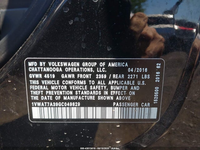 1VWAT7A39GC049829 Volkswagen 1.8t
