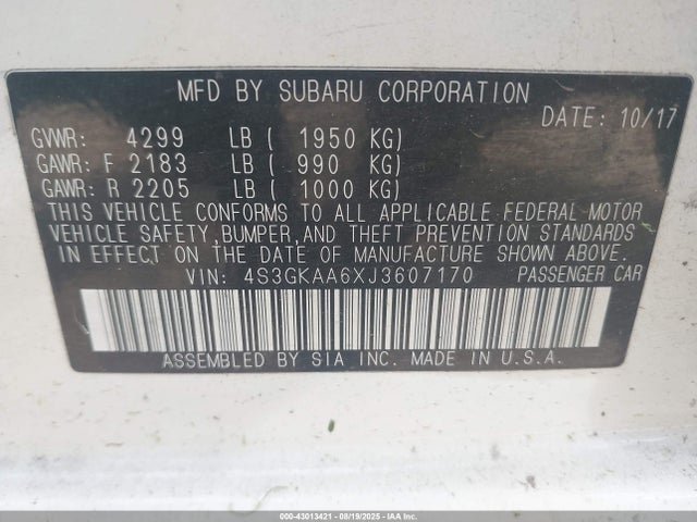 4S3GKAA6XJ3607170 Subaru Impreza