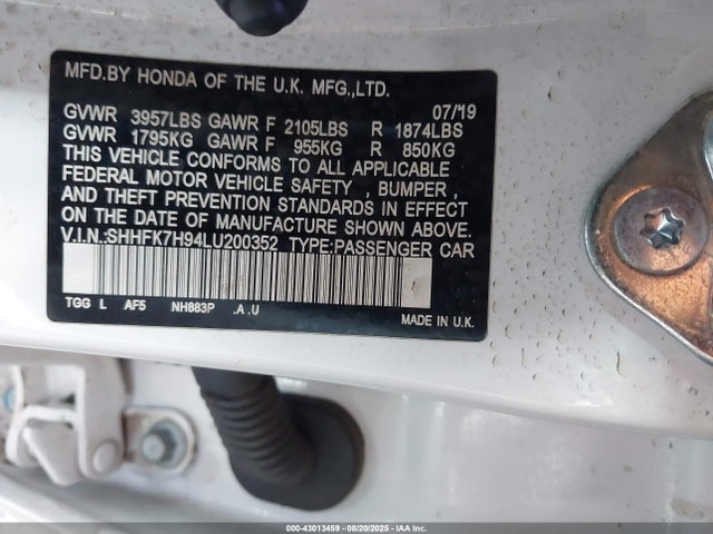 Honda l15ba 2020 SHHFK7H94LU200352 Image 9