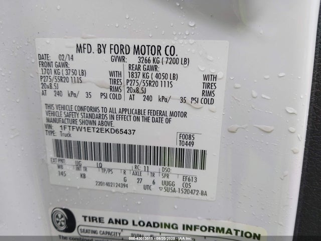 1FTFW1ET2EKD65437 Ford 2014