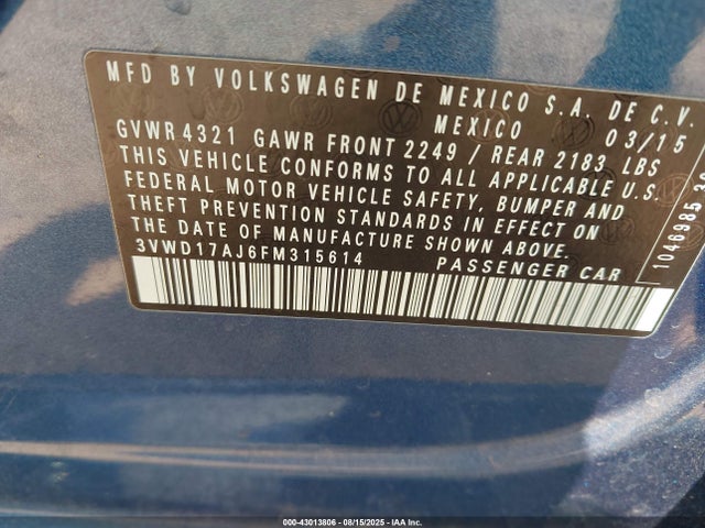 3VWD17AJ6FM315614 Volkswagen 1.8t