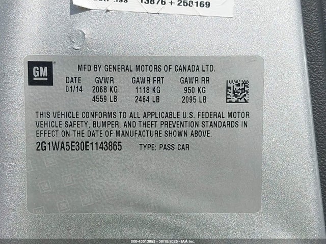 Chevrolet lfx 2014 2G1WA5E30E1143865 Image 9