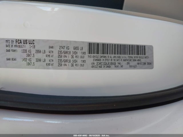 2C4RC1GG0JR185438 Chrysler Pacifica
