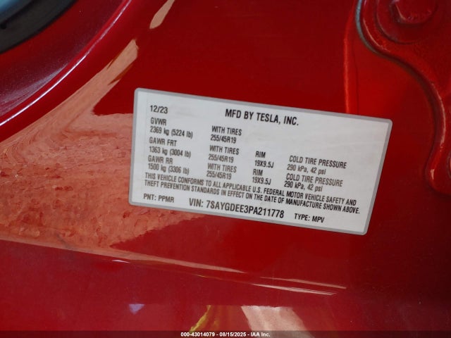 2023 TESLA MODEL Y 7SAYGDEE3PA211778 Photo 8