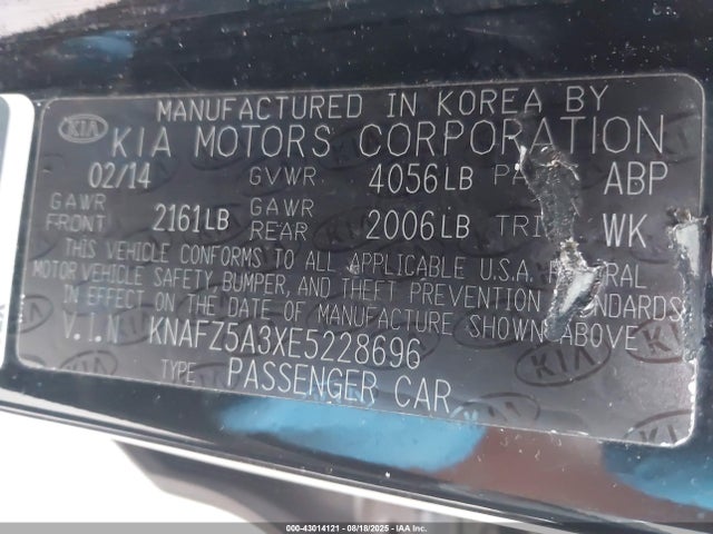 KIA dohc mpi theta ii 2014 KNAFZ5A3XE5228696 Image 9