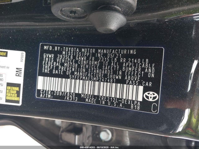 Toyota 2zr-fae 2021 5YFEPMAE5MP247481 Image 9