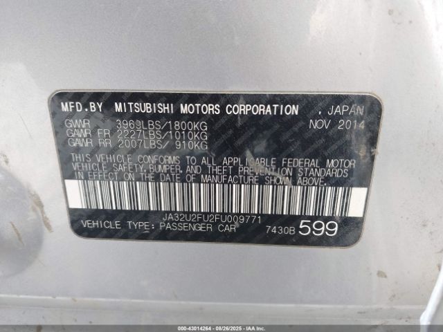 2015 MITSUBISHI LANCER JA32U2FU2FU009771 Photo 8