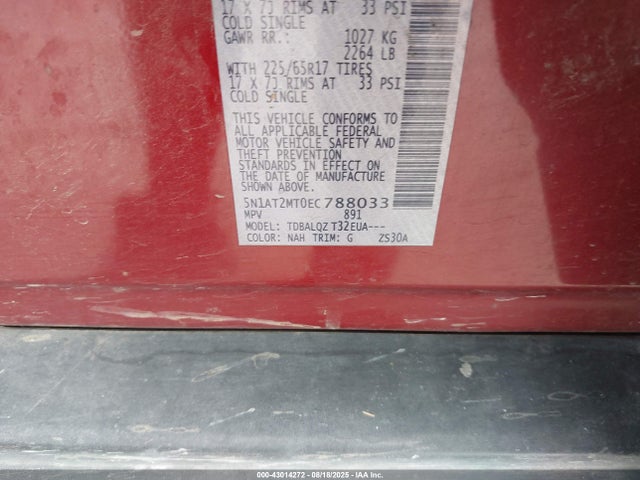 5N1AT2MT0EC788033 Nissan 2014