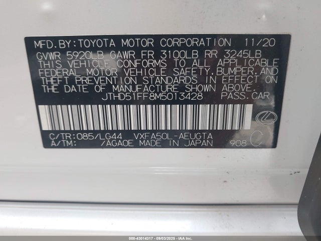 Lexus v35a-fts 2021 JTHD51FF8M5013428 Image 9