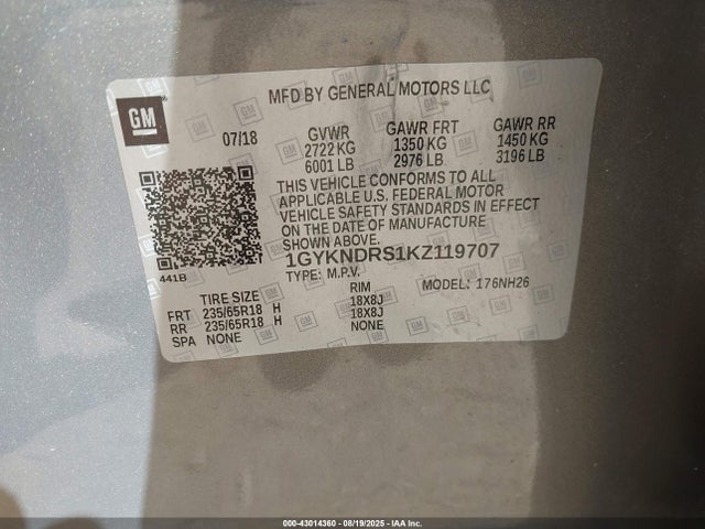 2019 CADILLAC XT5 1GYKNDRS1KZ119707 Photo 8