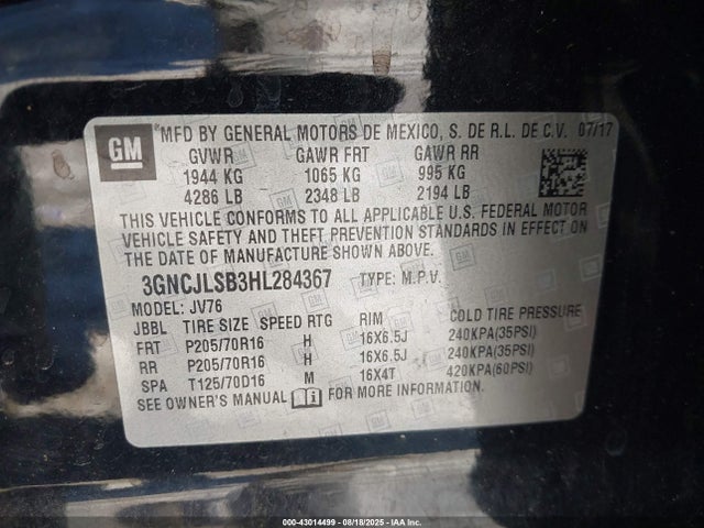 Chevrolet luv - mfi, vvt: variable valve timing, e85 max, alum 2017 3GNCJLSB3HL284367 Image 9