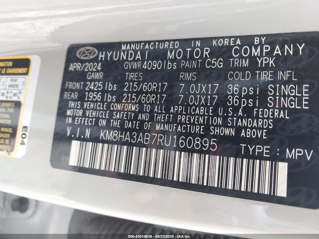 KM8HA3AB7RU160895 Hyundai mpi nu pe