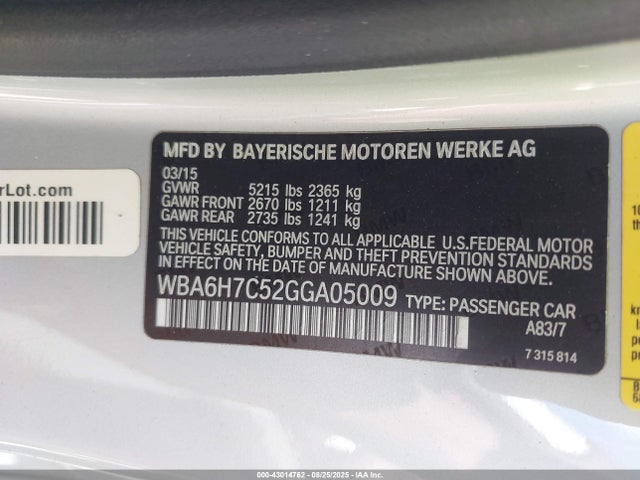 WBA6H7C52GGA05009 BMW 650i