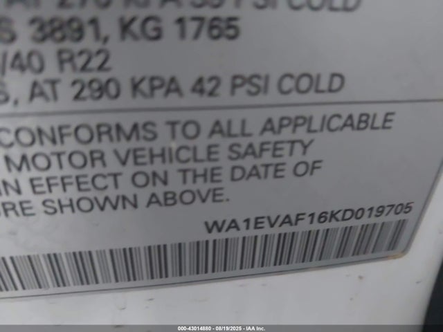 2019 AUDI Q8 WA1EVAF16KD019705 Photo 8
