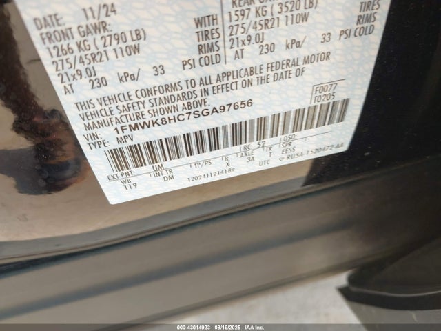 1FMWK8HC7SGA97656 Ford gtdi