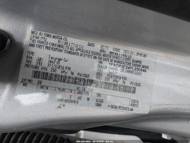 Ford 2015 2015 1FADP3F24FL250846 Image 9