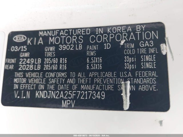 KIA dohc gdi gamma 2015 KNDJN2A25F7217349 Image 9