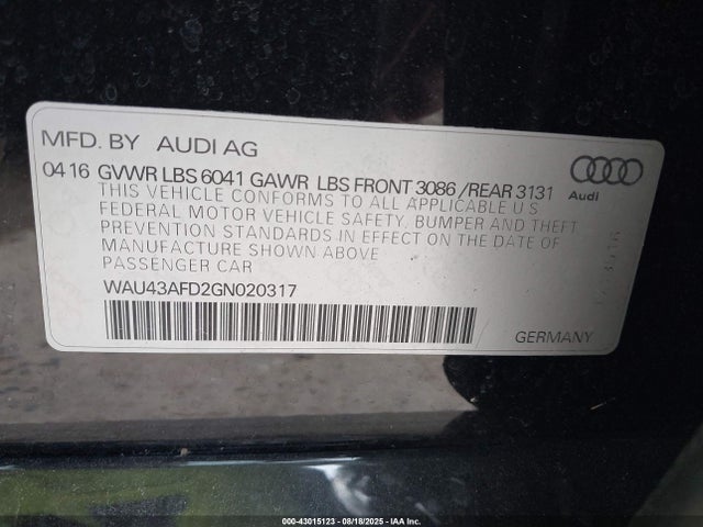 2016 AUDI A8 L WAU43AFD2GN020317 Photo 8