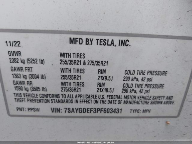2023 TESLA MODEL Y 7SAYGDEF3PF603431 Photo 8