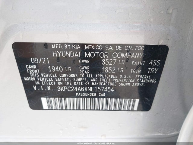 Hyundai gamma ii 2022 3KPC24A6XNE157454 Image 9