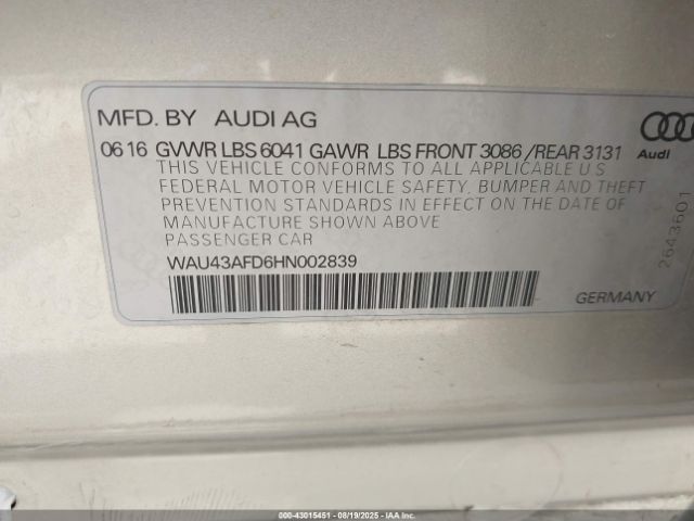 2017 AUDI A8 L WAU43AFD6HN002839 Photo 8