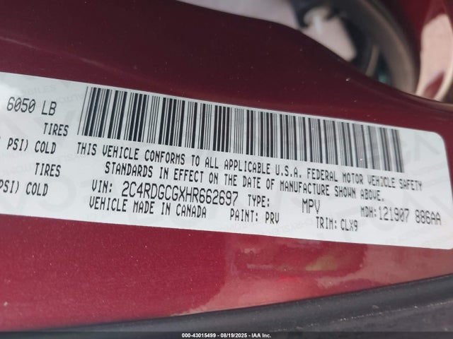 Dodge Grand Caravan 2017 2C4RDGCGXHR662697 Image 9