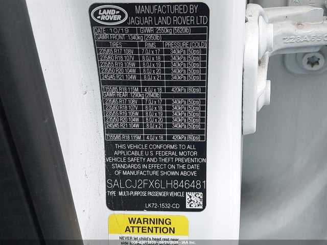 Land Rover aj20p 2020 SALCJ2FX6LH846481 Image 9