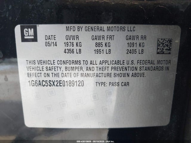 Cadillac ltg 2014 1G6AC5SX2E0189120 Image 9