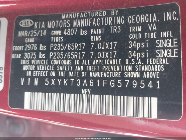 5XYKT3A61FG579541 KIA dohc t-gdi theta-ii