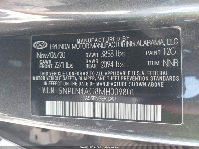 Hyundai mpi nu pe 2021 5NPLN4AG8MH009801 Image 9