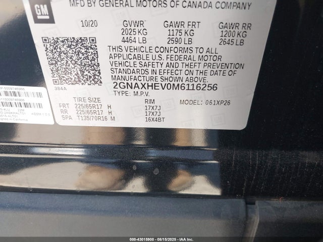 Chevrolet lyx 2021 2GNAXHEV0M6116256 Image 9