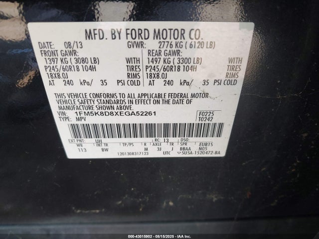 Ford Explorer 2014 1FM5K8D8XEGA52261 Image 9