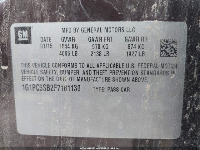 Chevrolet LUV 2015 1G1PC5SB2F7181130 Image 9