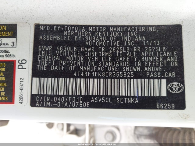 Toyota 2ar-fe 2014 4T4BF1FK8ER365825 Image 9