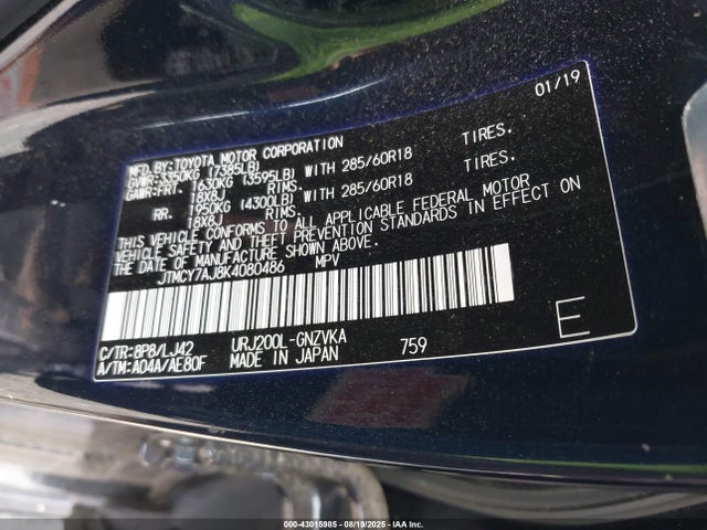 Toyota 3ur-fe 2019 JTMCY7AJ8K4080486 Image 9