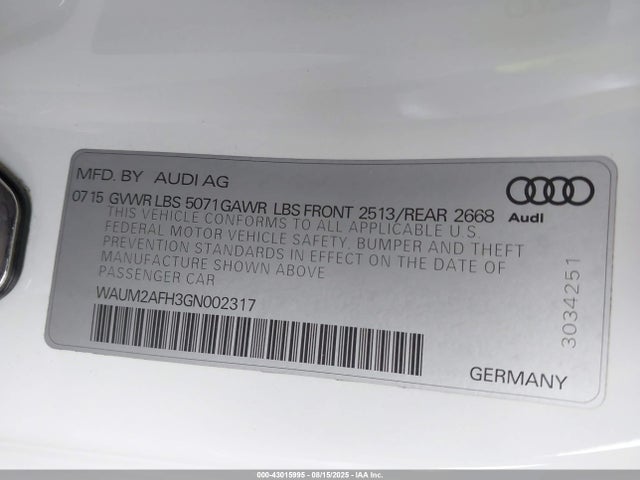 2016 AUDI A5 WAUM2AFH3GN002317 Photo 8
