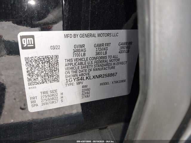 2022 CADILLAC ESCALADE ESV 1GYS4LKLXNR258867 Photo 8