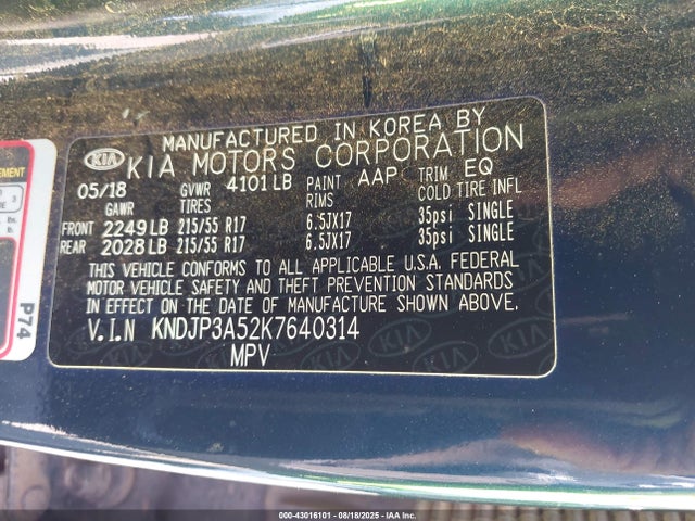 KIA g gdi 2019 KNDJP3A52K7640314 Image 9